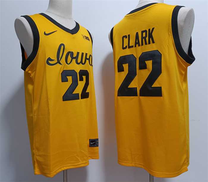 Mens Iowa Hawkeyes #22 Caitlin Clark Yellow Stitched Jersey